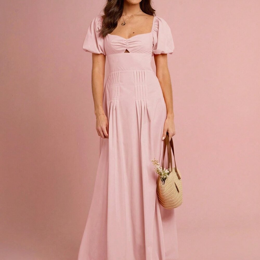 Baby Pink Elegant Women's Sweetheart Maxi Dress - Picture 4 of 6